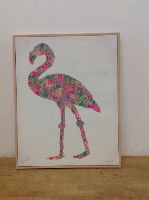 23"x29" Flamingo Print on Canvas AS-IS