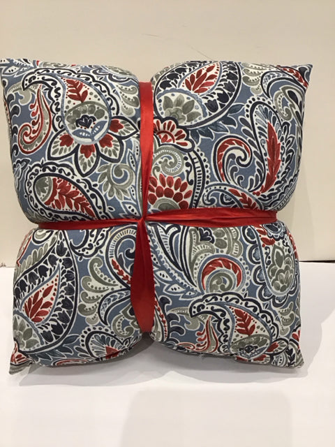 Pair Outdoor Blue Paisley Pillows