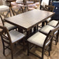 AS-IS Ashley Furniture Wood High Top Dining Table W/8 Chairs/1 Leaf (Soiled)