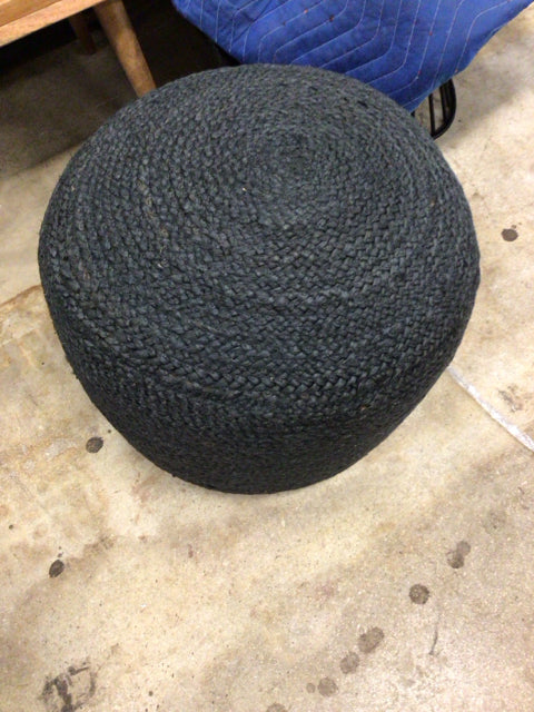 Charcoal Woven Pouf