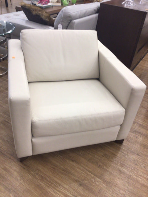 Cream Leather Arm Chair