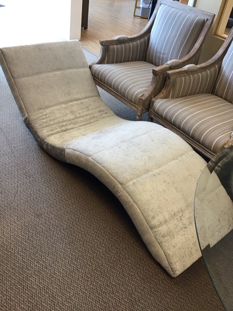Crushed Grey Velvet Chaise Lounge