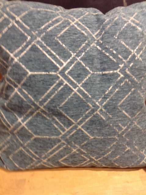 Pillow- Blue & Silver Print