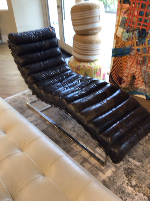 RH Distressed Leather Chaise
