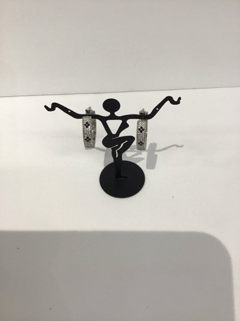 Van Cleef Style Silver/CZ Hoop Earrings