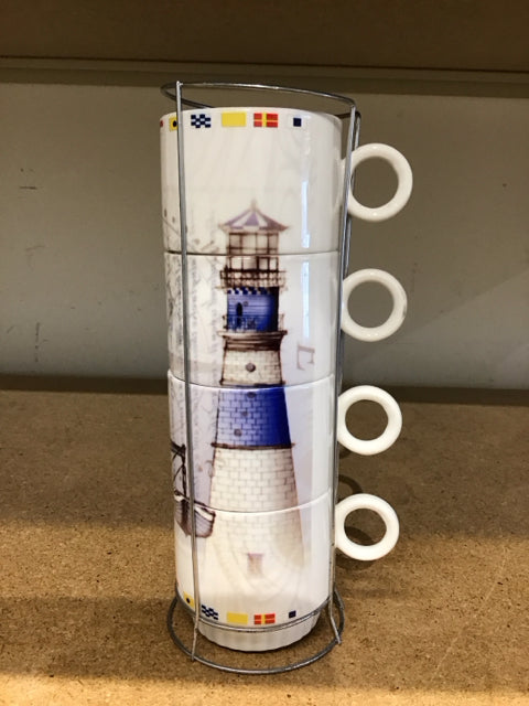 Lighthouse 4 Mug W/Rack