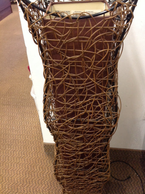 Floor Lamp- 42" Wicker W Brown Shade