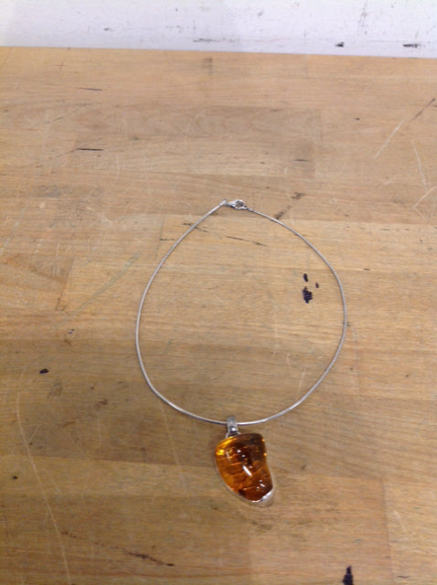 Necklace- 925 Amber Glass Pendent