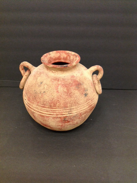 9" Reddish Pottery Vase w/Ring Handles