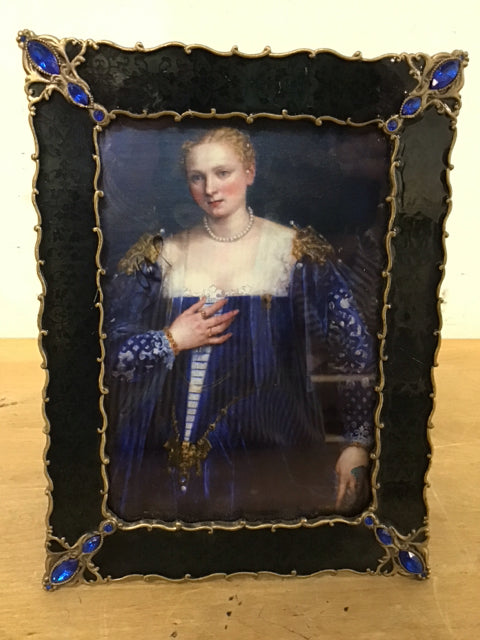5"x7" Blue Ornate Scalloped Enamel Photo Frame