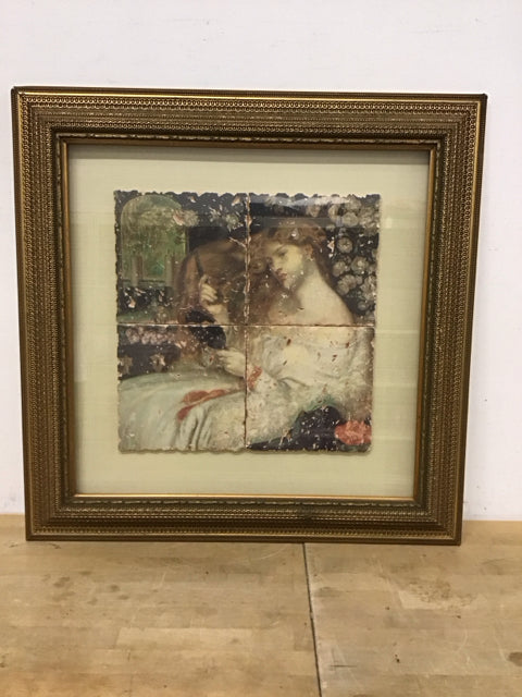 28"Sq Framed "Lady Lilith" on Tiles