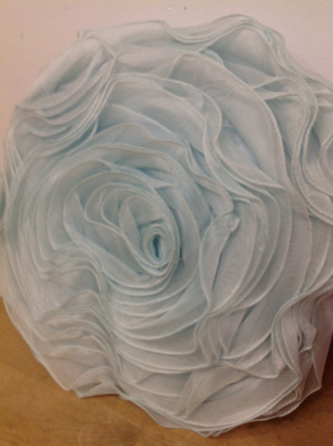 Pillow- 14" Blue Ruffle Flower