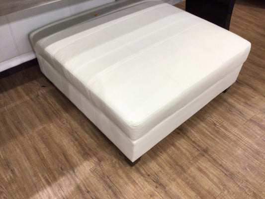 Square Cream Vinyl Ottoman