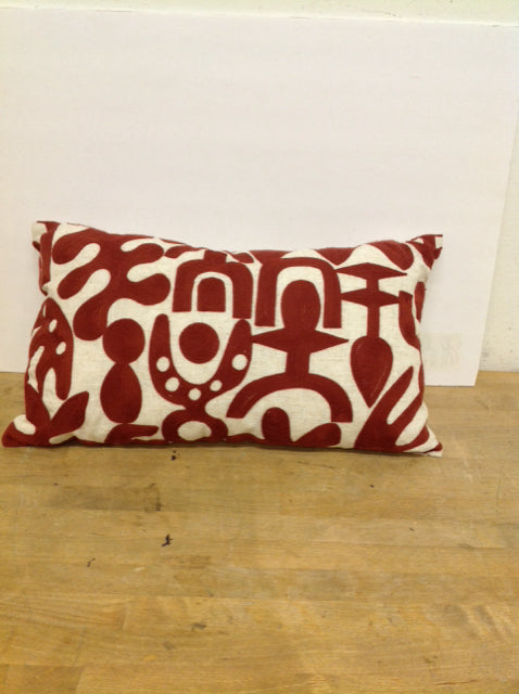 Tan Rectangular Pillow w/Burnt Orange Design