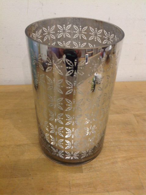 Vase- 10" Silver Glass Print