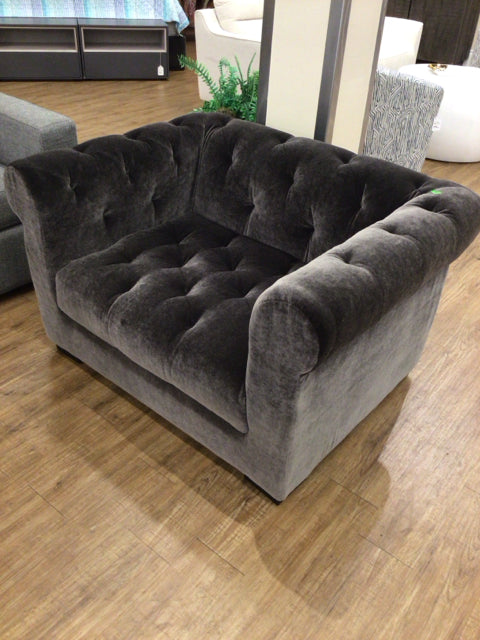 RH Tufted Graphite Velvet Fabric Arm Chair