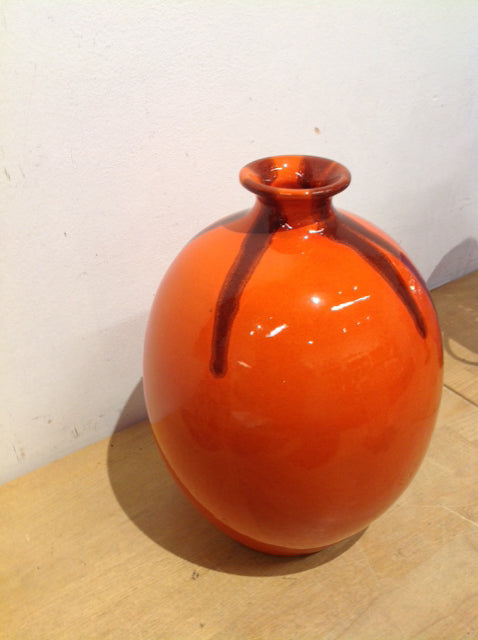 Vase- 10" Italy Orange Glass