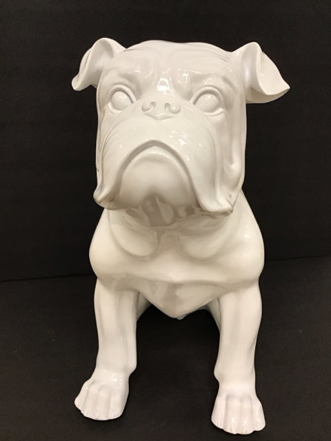18" White Resin Bulldog