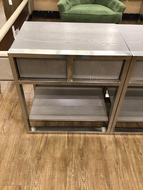 Weathered Wood & Chrome Nightstand
