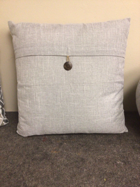 Grey Fabric Button Front Pillow