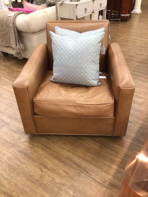 Custom Leather Swivel Arm Chair