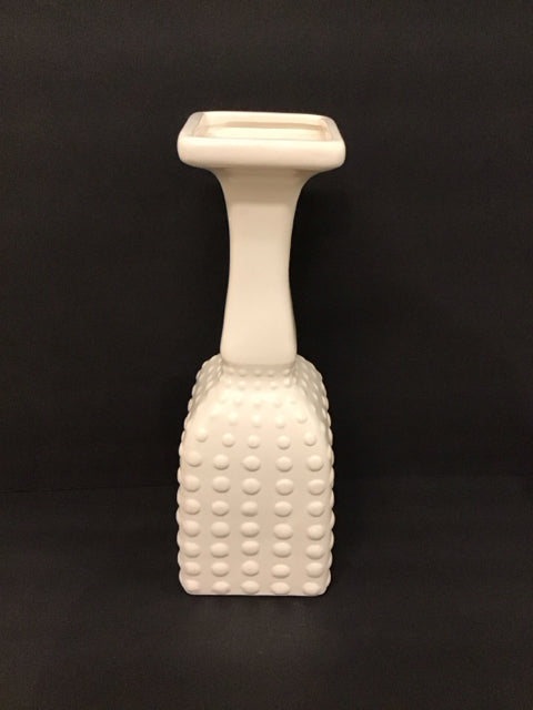13.5" White Ceramic Vase w/Raised Dots