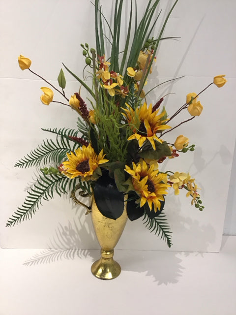 36" Yellow Orchid And Sunflower Arrangement