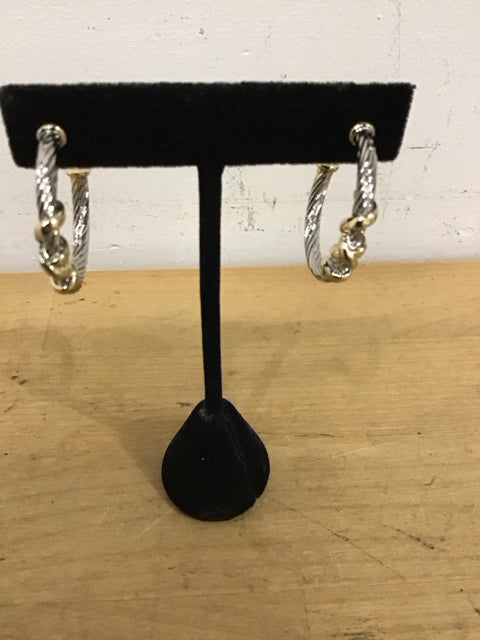 Tiffany Like W/Gold Kiss Hoop Earrings