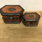 Set Of 2 Wooden Nailhead Hexagon Boxes