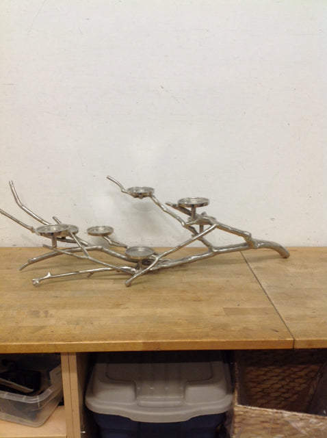 41" Silver Metal Branch Candle Holder
