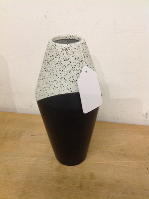 Vase- 12" Black & White Ceramic