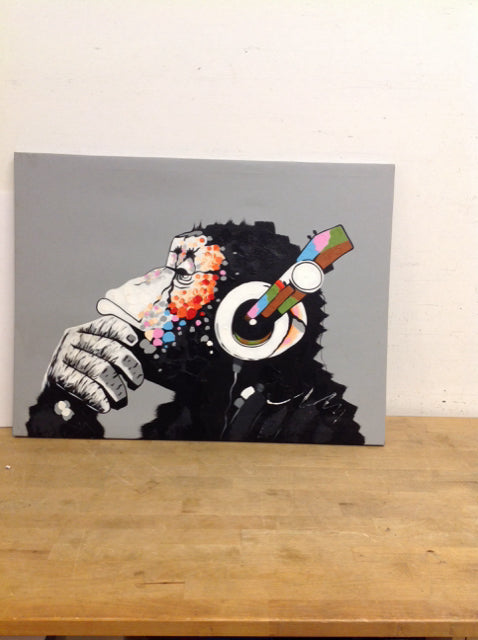 31.5x23.5 Monkey Mixed Media Print on Canvas