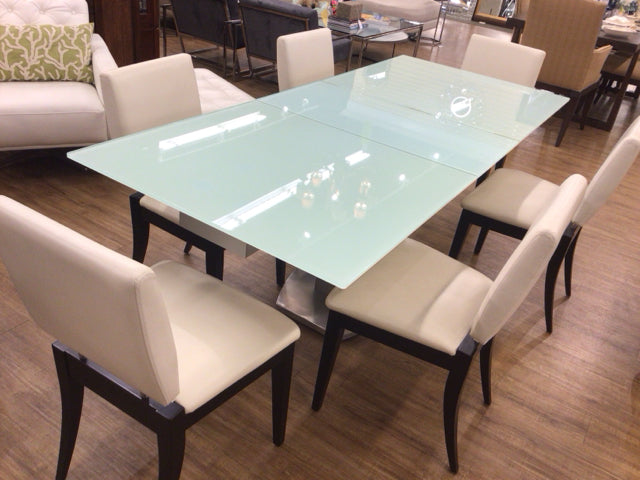 65"L x 35 1/2" W x 30"H Long Island Glass Dining Table