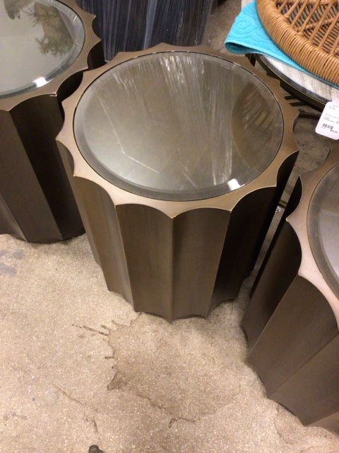 18" Bronze Fluted Accent Table