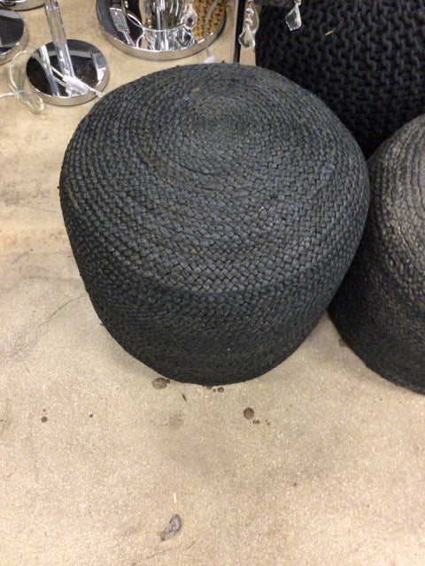 Charcoal Woven Pouf