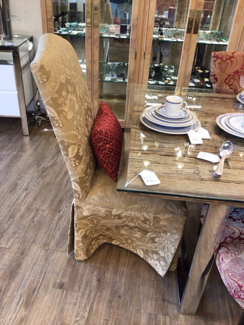 Gold Damask Skirted Chair