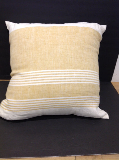 Beige/White Linen Striped Pillow
