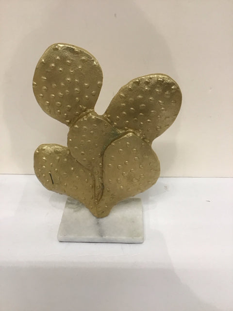 10" Gold Metal Cactus Sculpture