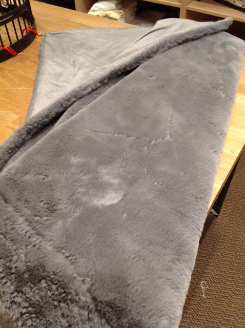 Grey Faux Fur Throw
