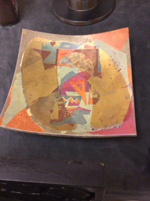 10 3/8" Square Abstract Ceramic Bowl