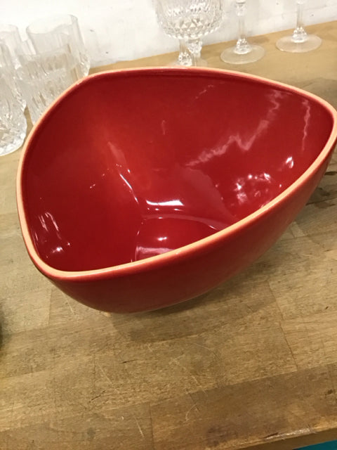 9" Red Ceramic Serving Bowl