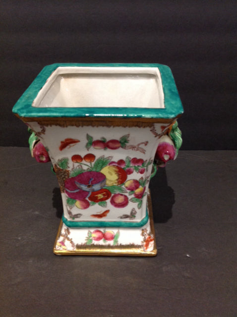 8" Vtg Asian Cachepot w/Pomegranate Handles