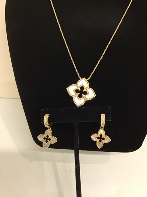 Roberto Coin Style Gold/MOP Neck/Earrings Set