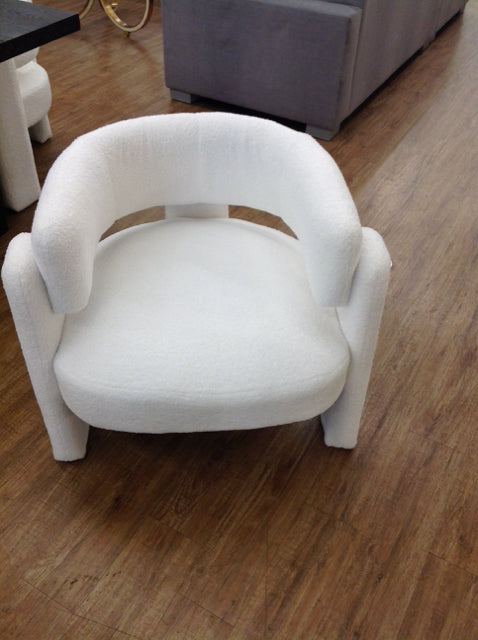 White Boucle Accent Chair