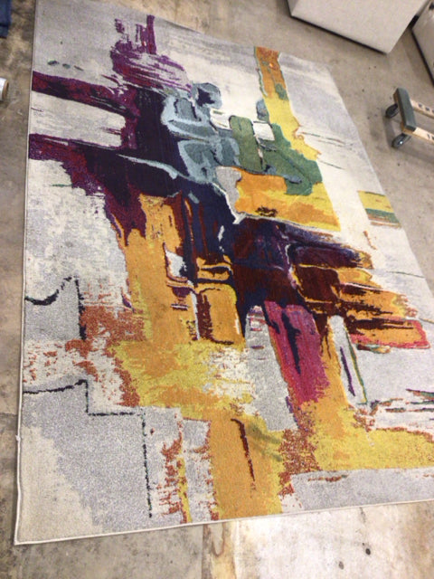 81 5/8" X 120 1/4" AS-IS Multi Color Rug(Light Fray)