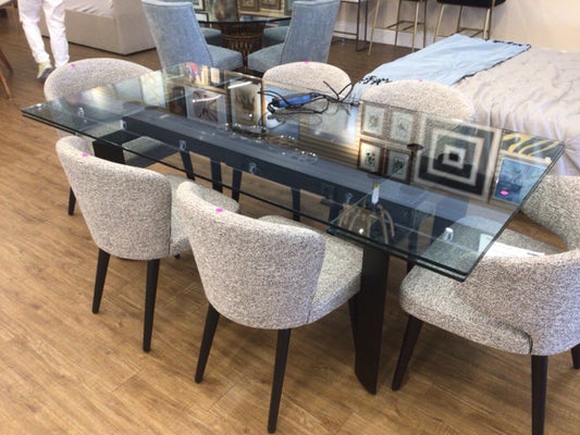 39 1/2" X 79" Roche Bobois Astrolab Glass Power Extension Dining Table