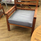 House Of Teak Teak Grey Cushion Outdoor ArmChair W/Stool
