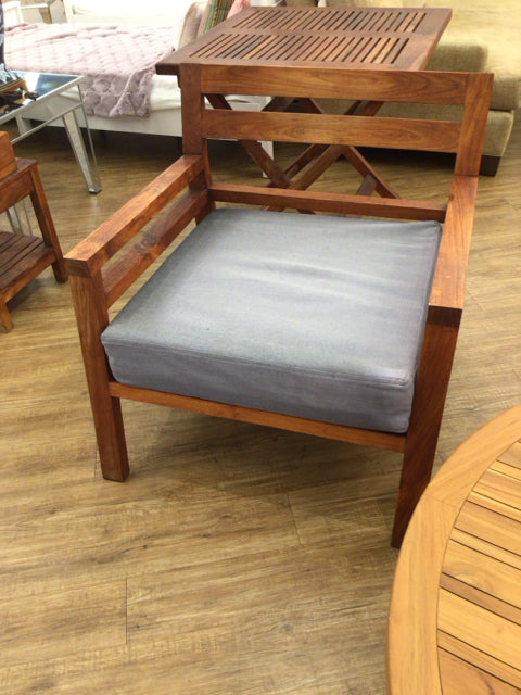 House Of Teak Teak Grey Cushion Outdoor ArmChair W/Stool