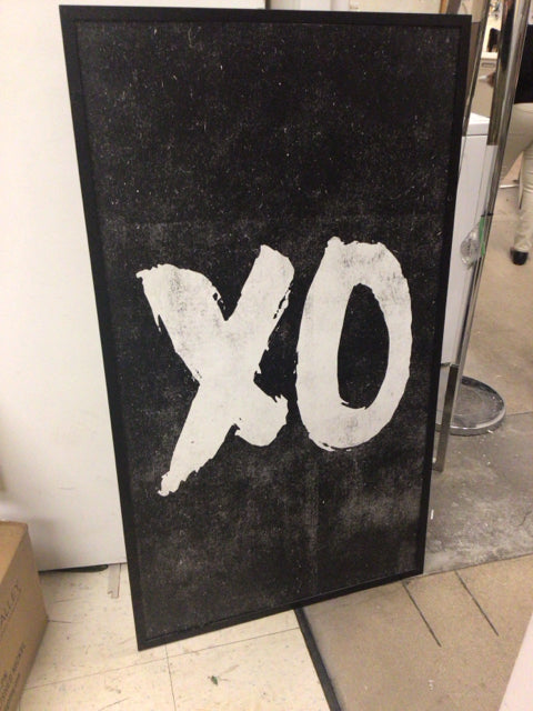 28 1/2" X 49 1/2" Black Frame XO Wall Decor On Board