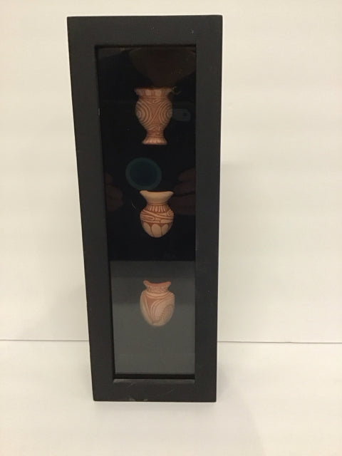 13x15 3-Pottery Vases in Shadow Box Frame